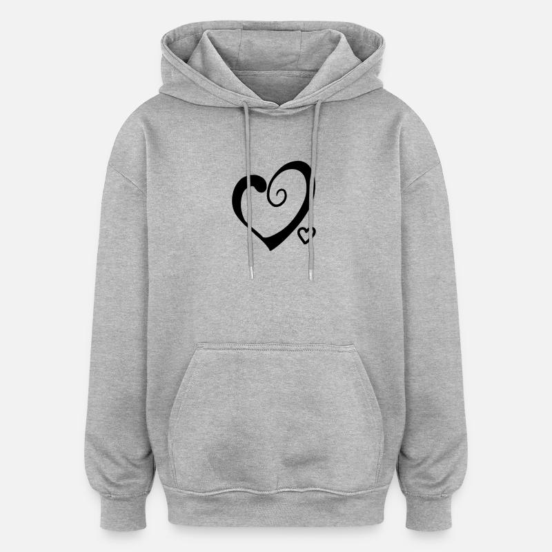 Cœurs de cœur - Sweat à capuche oversize unisexe - gris chiné