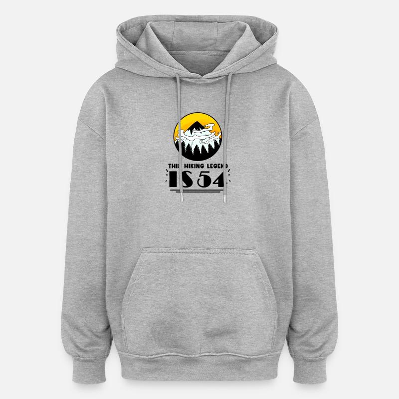 Randonneur 54e anniversaire 54 ans - Sweat à capuche oversize unisexe - gris chiné