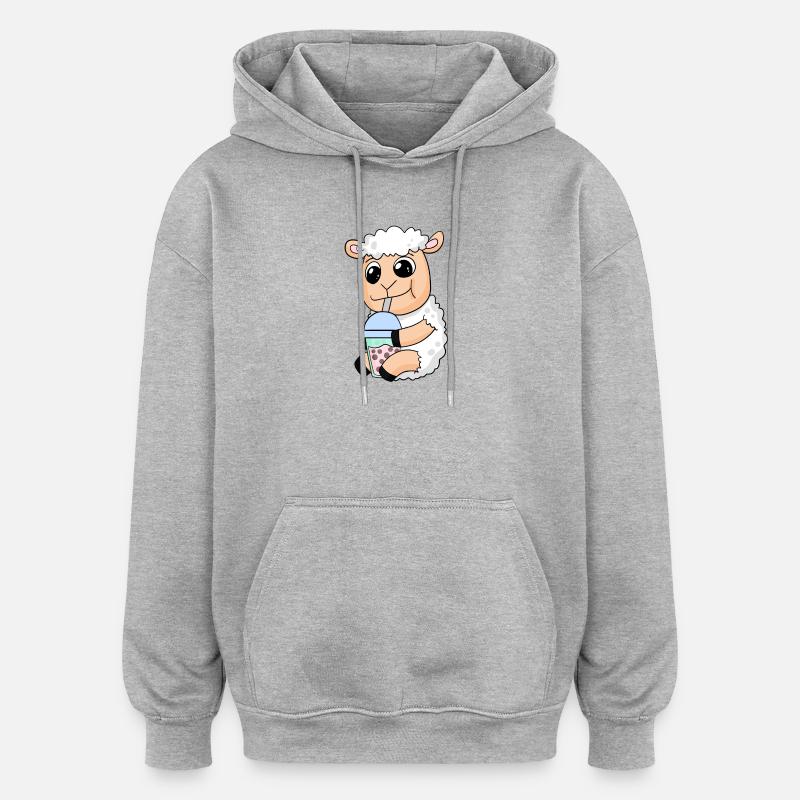 Sheep bubble tea motif - Oversized Unisex Hoodie - heather grey