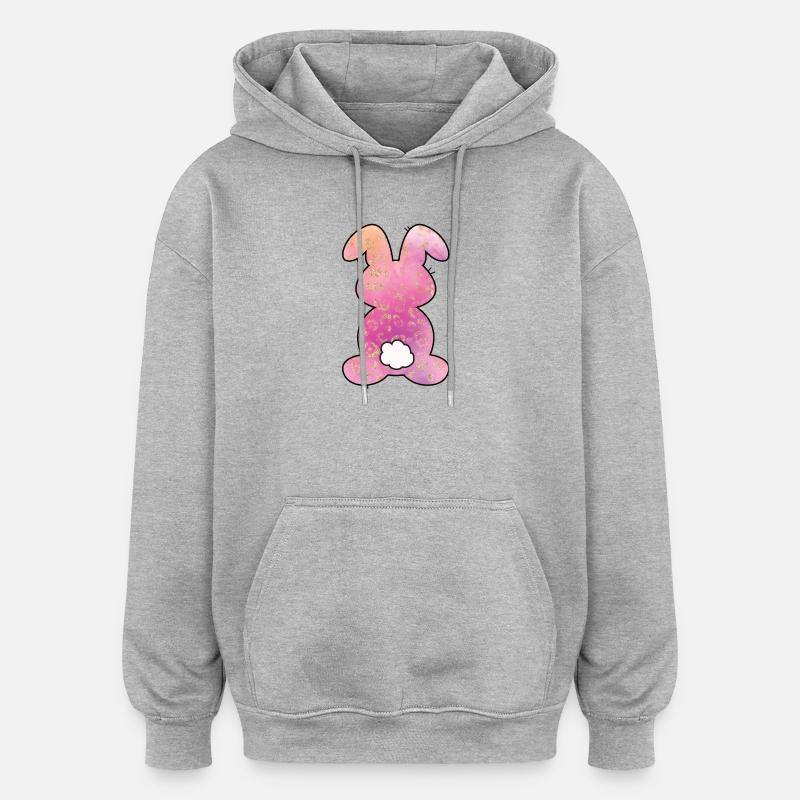 Lapin de Pâques à motif léopard - Sweat à capuche oversize unisexe - gris chiné