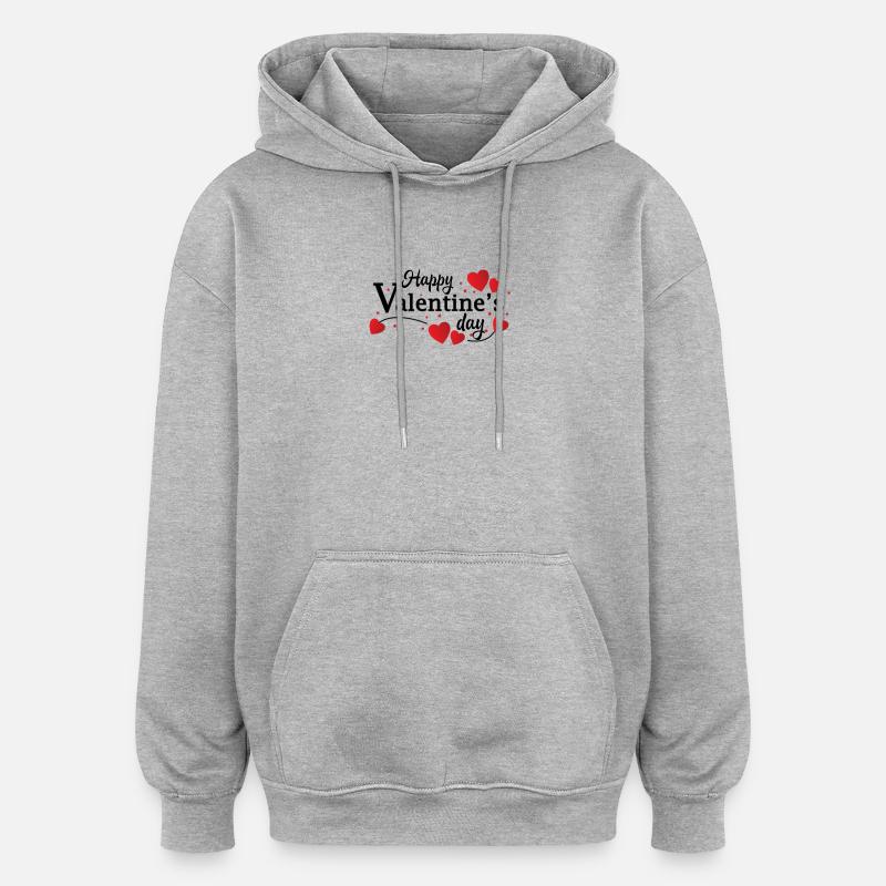 Saint-Valentin, Saint-Valentin, Saint-Valentin - Sweat à capuche oversize unisexe - gris chiné