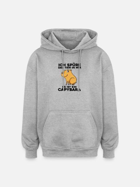 Capybara Wasserschwein Spruch Geschenk - Oversized Unisex Hoodie - Grau meliert