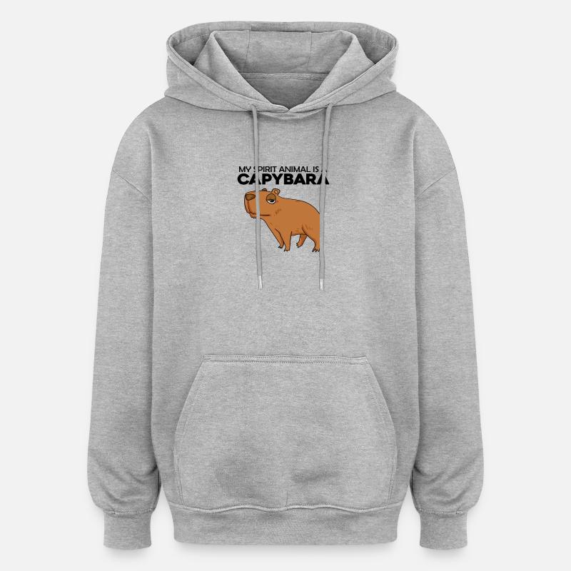 Capybara Capybara Cadeau - Sweat à capuche oversize unisexe - gris chiné
