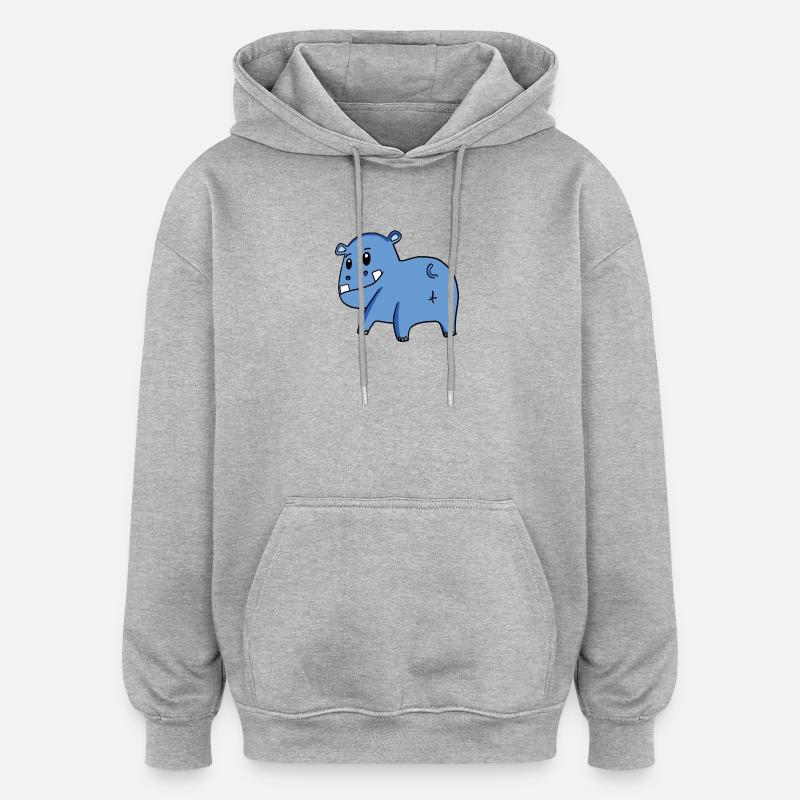 Nilpferd von hinten - Nilpferd Hintern - Nilpferd - Oversized Unisex Hoodie - Grau meliert