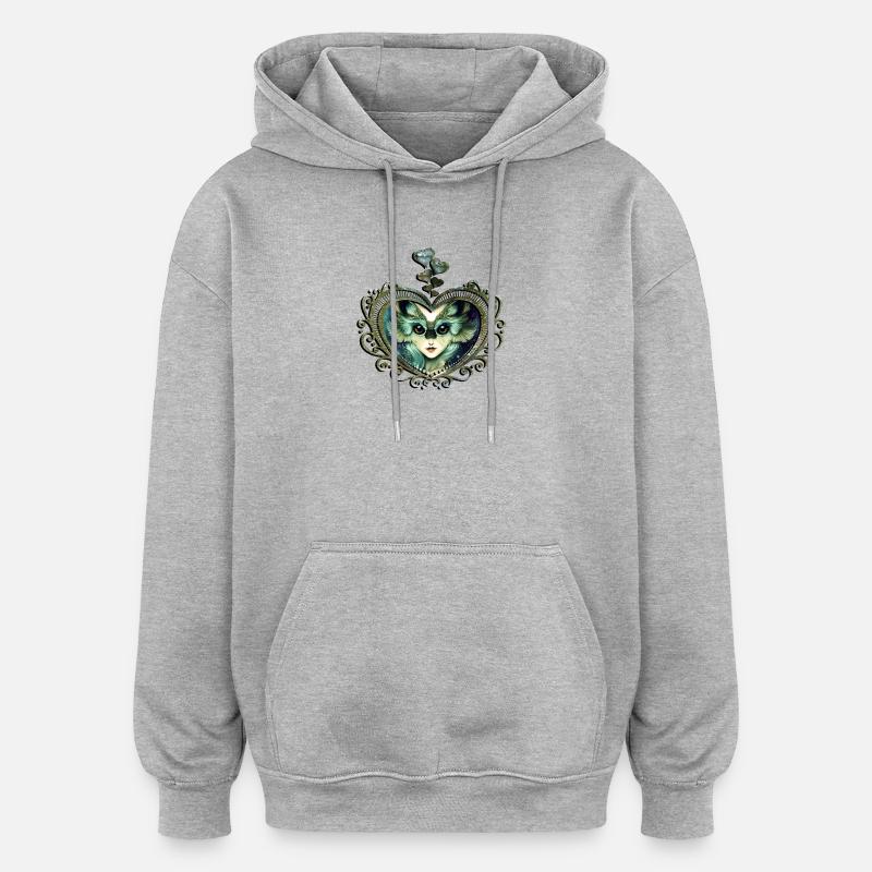 Das weise und wunderbare Eulenmädchen - Oversized Unisex Hoodie - Grau meliert