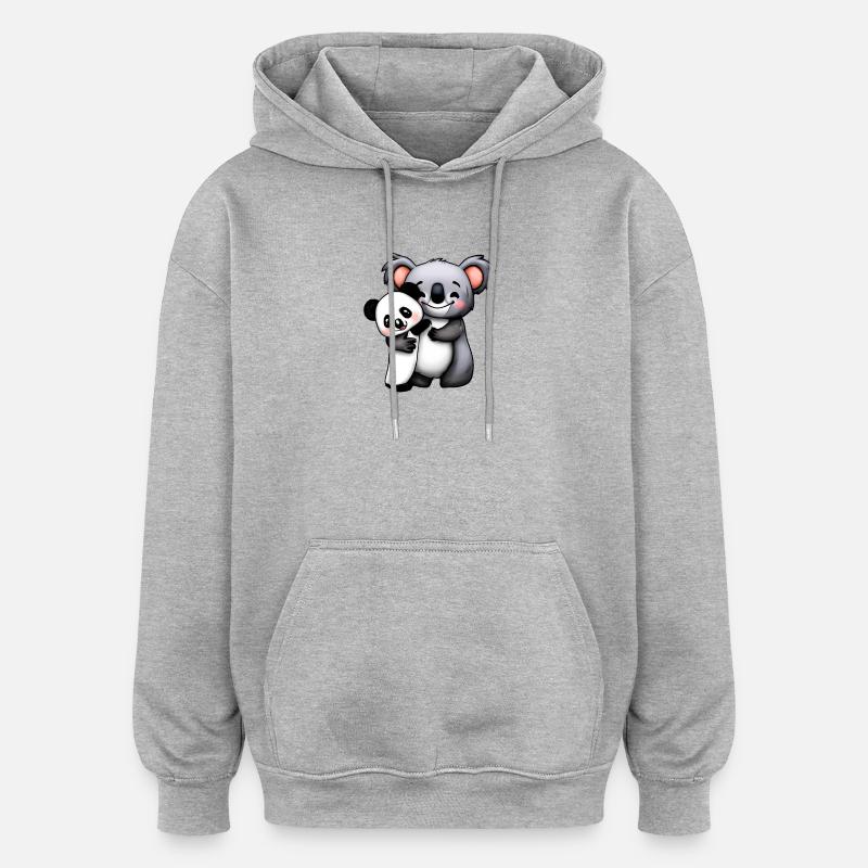 simpatico orso koala e orso panda squeeze e - Felpa con cappuccio unisex oversize - grigio melange