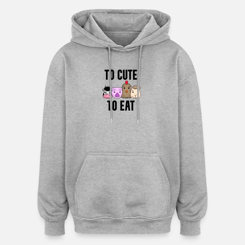 Vegan Cute Animals Régime végétarien - Sweat à capuche oversize unisexe - gris chiné