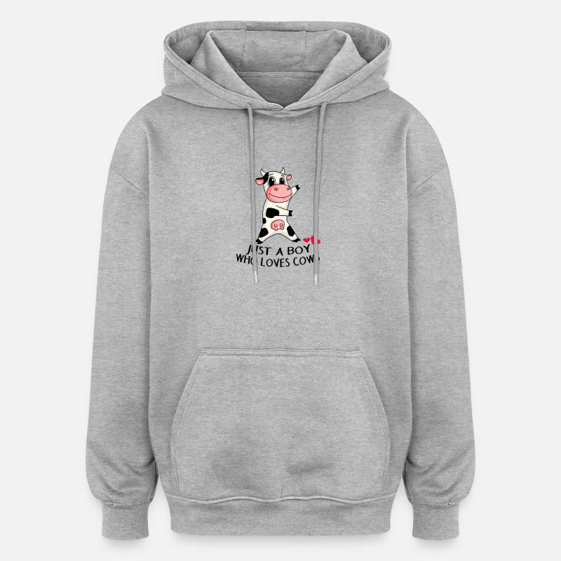 Cow Love Young Son Cadeau - Sweat à capuche oversize unisexe - gris chiné