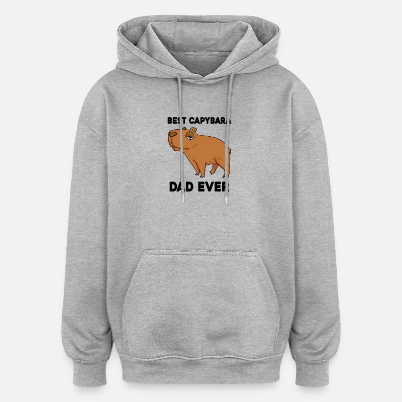 Capybara Père Capybara - Sweat à capuche oversize unisexe - gris chiné