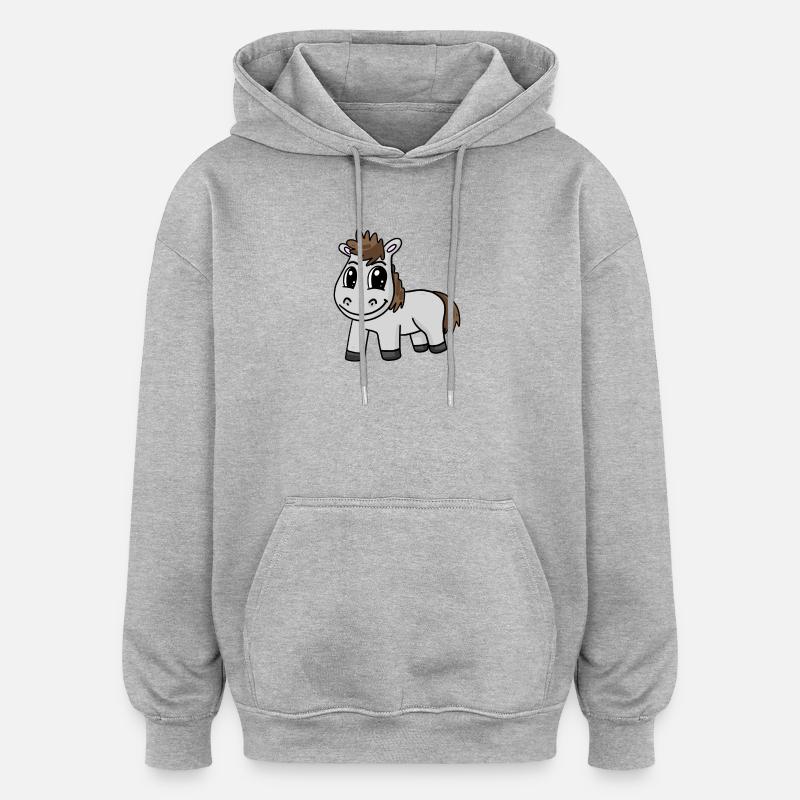 Pferd - Oversized Unisex Hoodie - Grau meliert