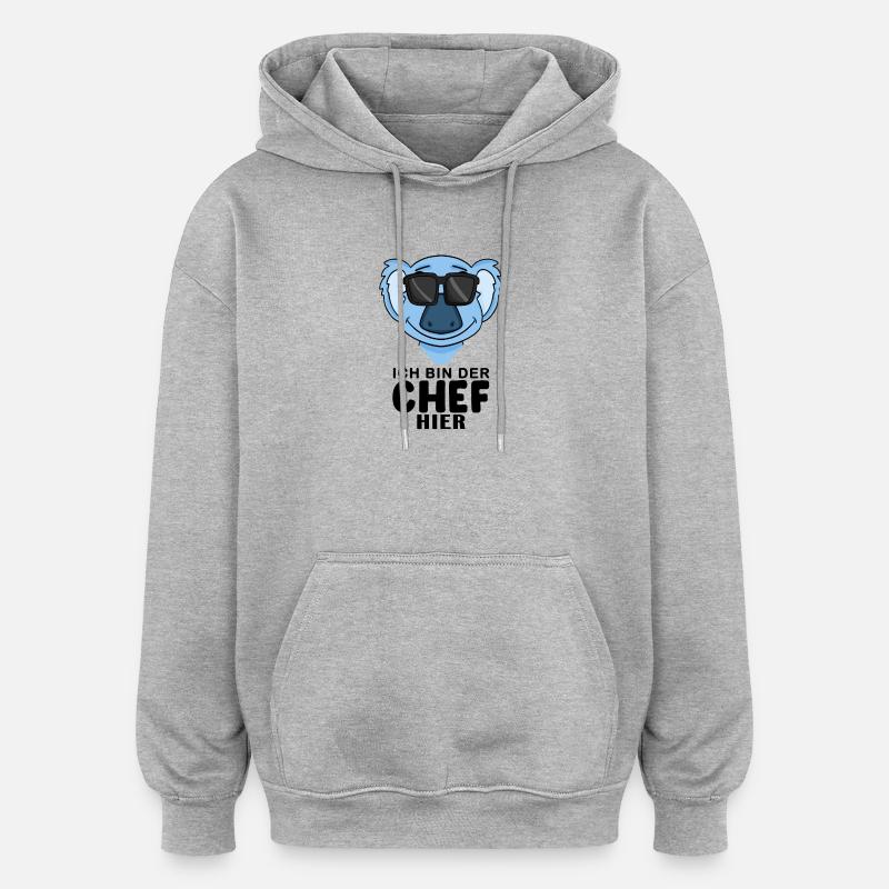 Cooler Koalabär Chef Spruch - Oversized Unisex Hoodie - Grau meliert