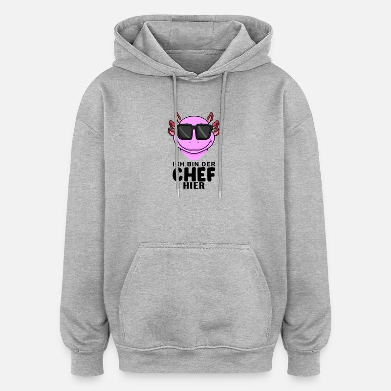 cooler Axolotl Chef Spruch - Oversized Unisex Hoodie - Grau meliert
