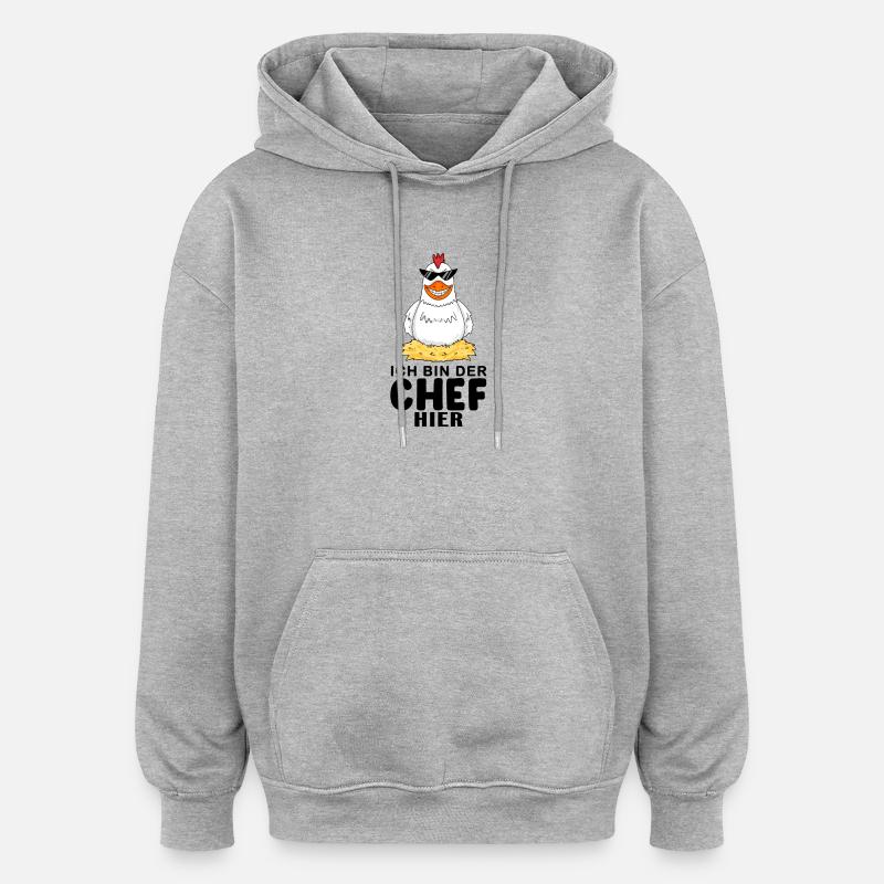 cooles Huhn Chef Spruch - Oversized Unisex Hoodie - Grau meliert