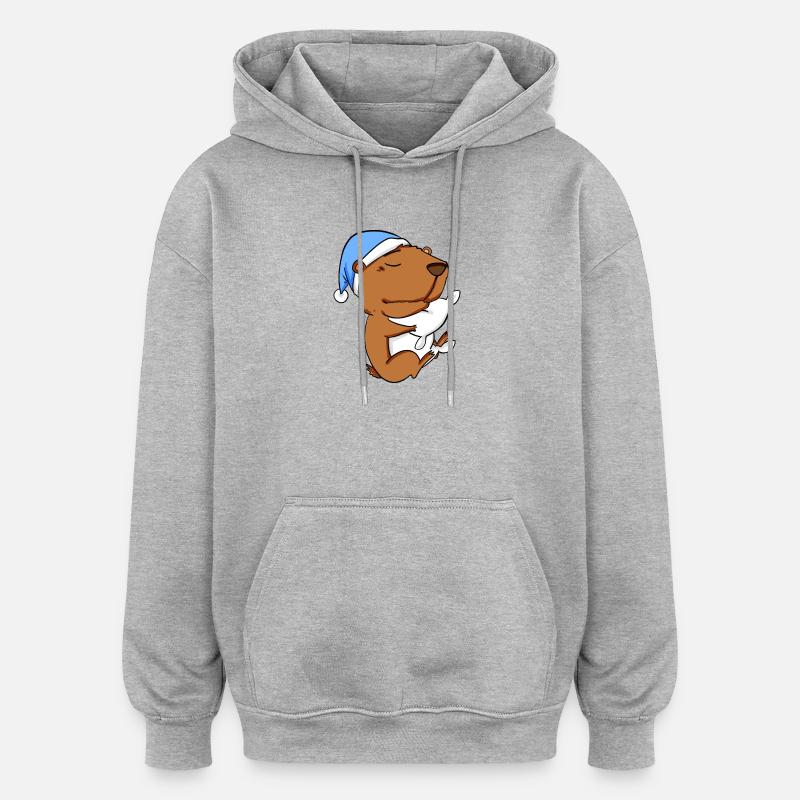 Capybara Wasserschwein - Sweat à capuche oversize unisexe - gris chiné