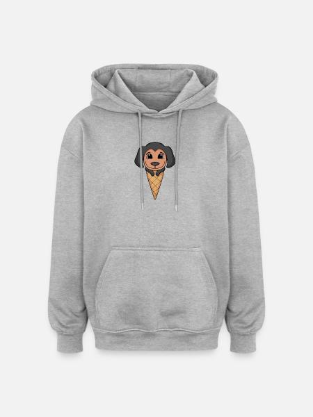 Doberman ice cream motif - Oversized Unisex Hoodie - heather grey