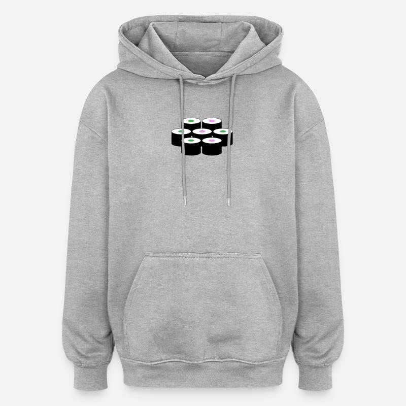 Motif de sushi - Sweat à capuche oversize unisexe - gris chiné