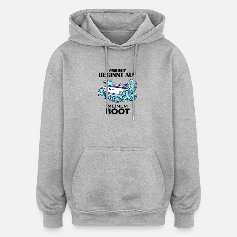 Boote Motorboot - Oversized Unisex Hoodie - Grau meliert