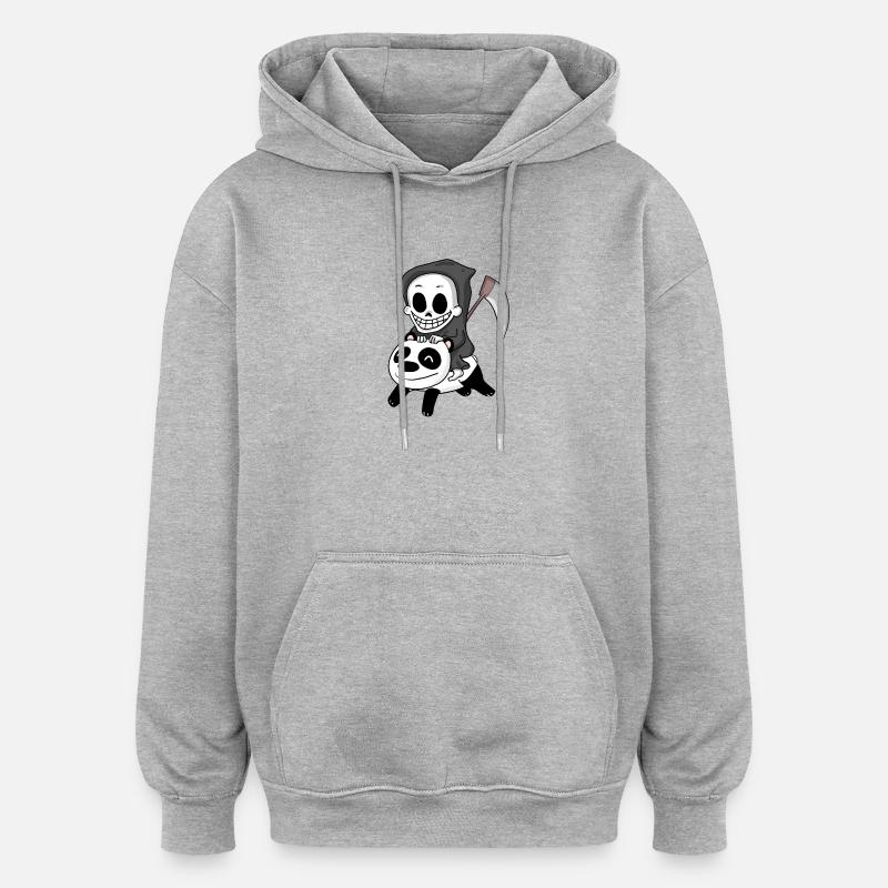 Panda Faucheur - Sweat à capuche oversize unisexe - gris chiné