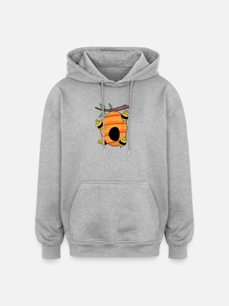 Bier, bier, bi, hveps, hvepsebo - Oversize unisex hoodie - grå meleret