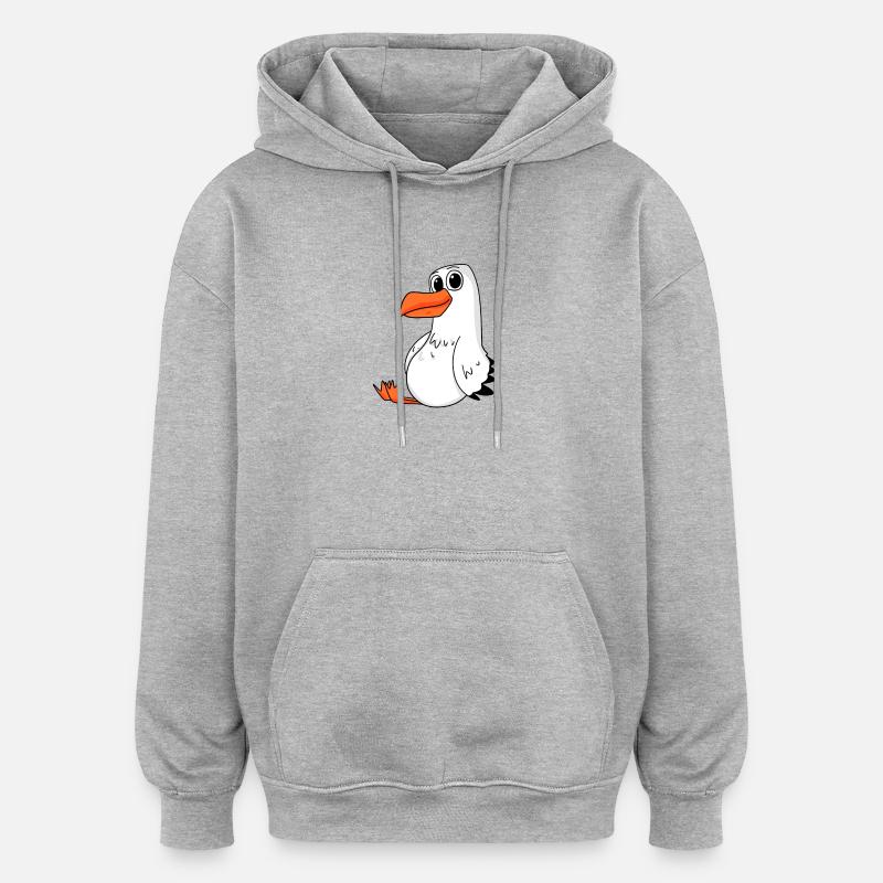 Mouette - Sweat à capuche oversize unisexe - gris chiné