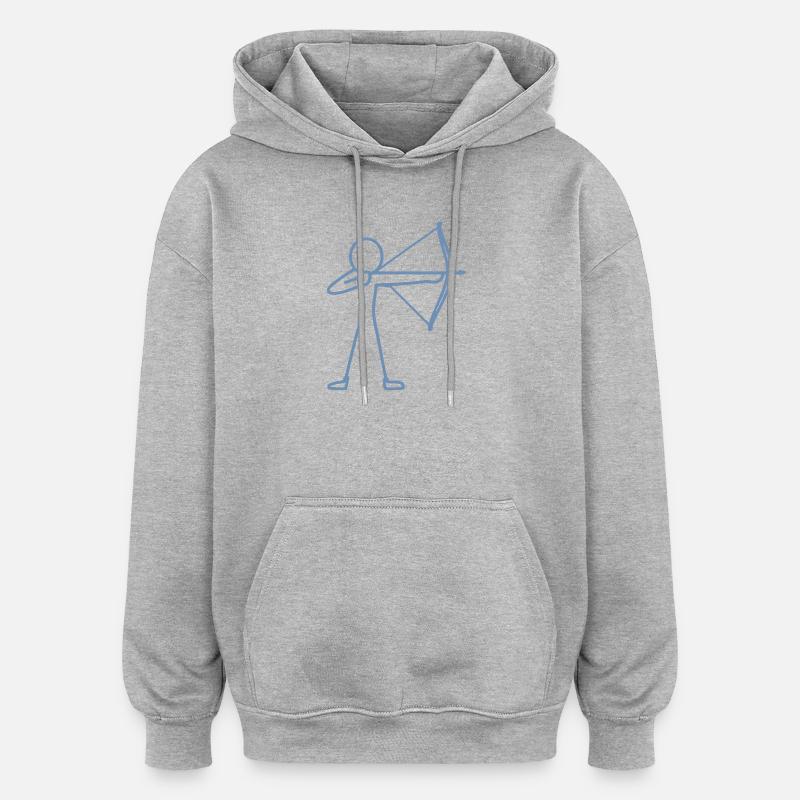 Strichmännchen Bogen Bogenschießen Bogenschütze - Oversized Unisex Hoodie - Grau meliert