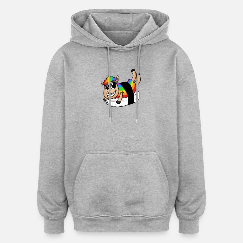 Rainbow Sushi Sheep - Oversized Unisex Hoodie - heather grey