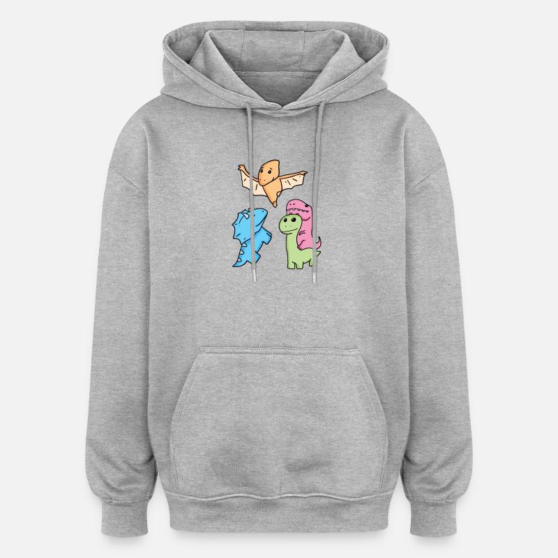 Dinosaur - Oversized Unisex Hoodie - heather grey