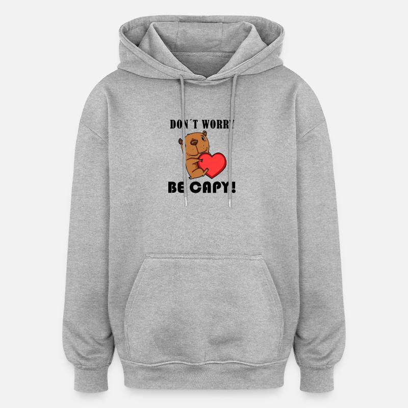 Capybara Capybara Cadeau - Sweat à capuche oversize unisexe - gris chiné