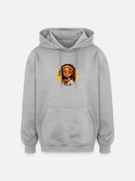 Lässiger Dreadlocks-Stil mit bunter Kopfbedeckung - Oversized Unisex Hoodie - Grau meliert