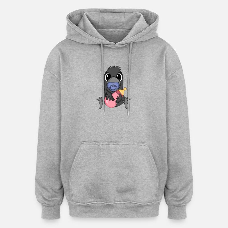 Bébé corbeau - Sweat à capuche oversize unisexe - gris chiné