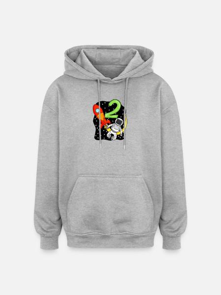 2 Birthday Boy Astronaut - Oversized Unisex Hoodie - heather grey