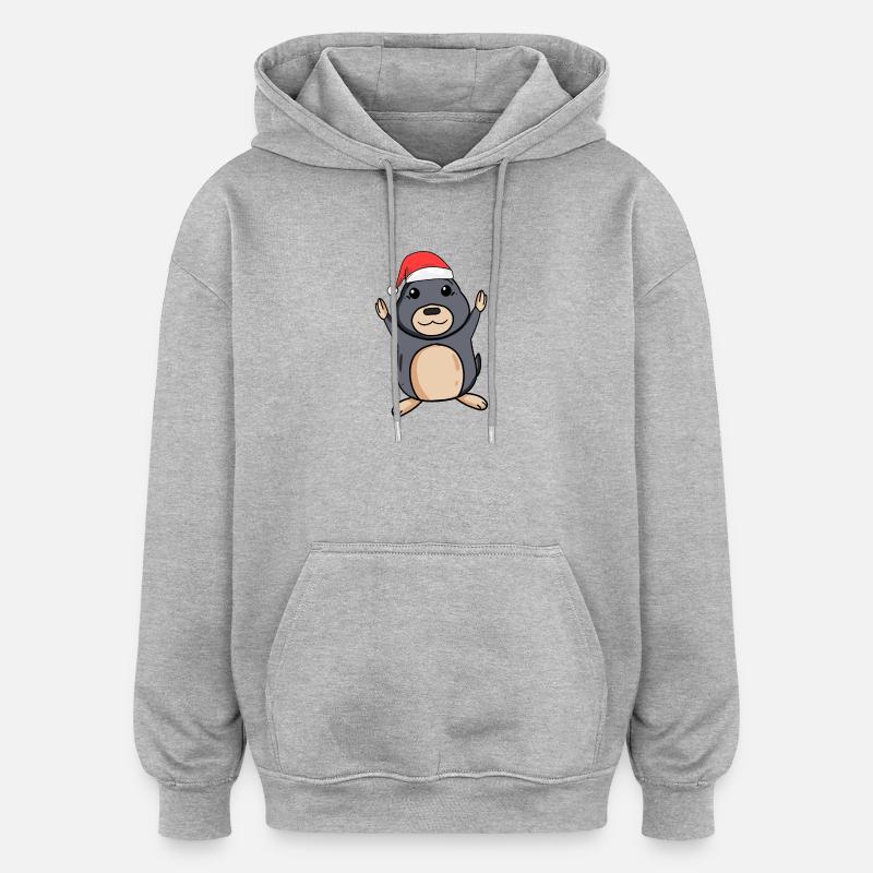 Taupe Noël - Sweat à capuche oversize unisexe - gris chiné