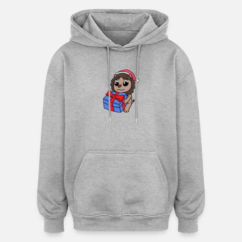 Noël Lion - Sweat à capuche oversize unisexe - gris chiné