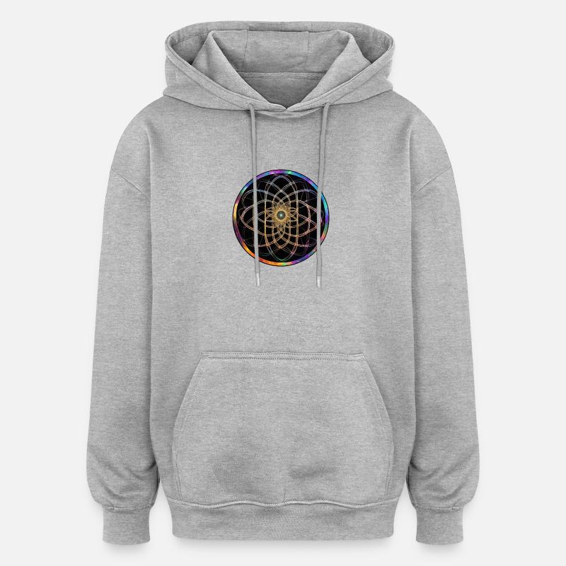 Rainbow Mandala Circle Pattern - Oversized Unisex Hoodie - heather grey