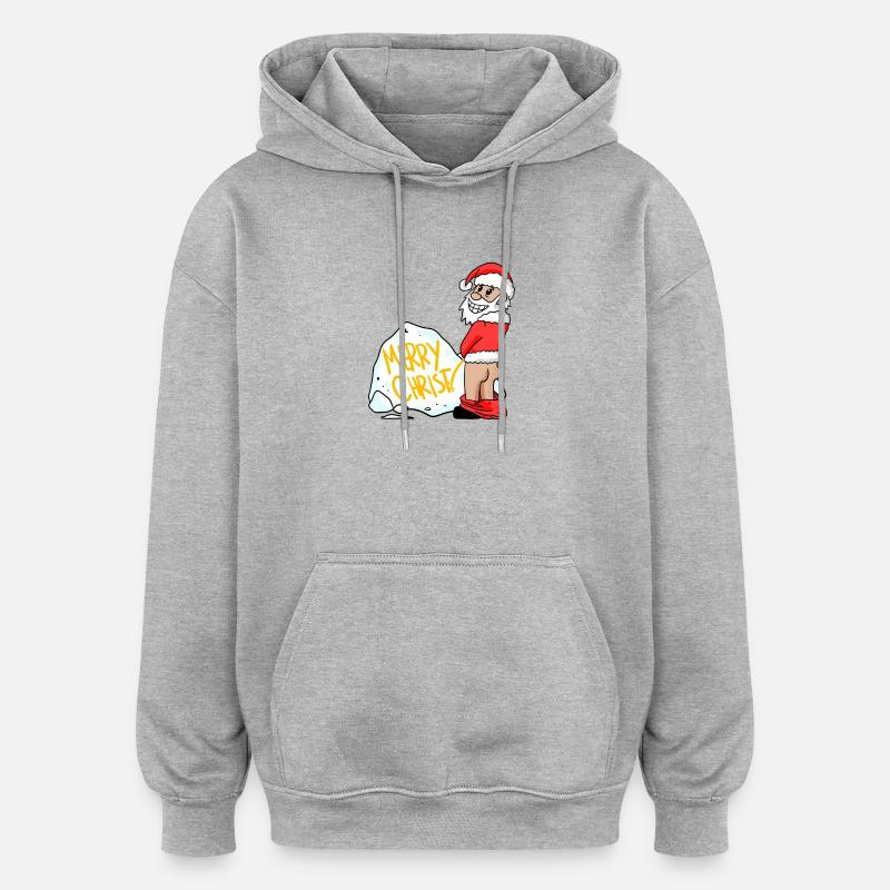 Weihnachtsmann lustig - Oversized Unisex Hoodie - Grau meliert