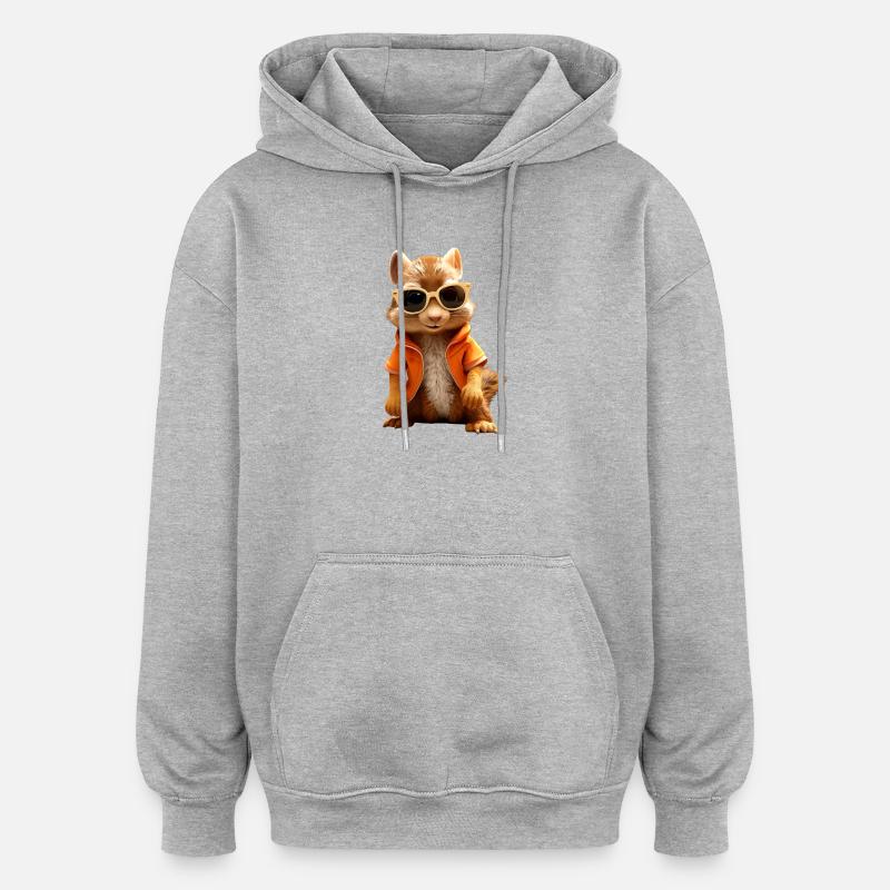 Squirrel Sunglasses I love squirrels - Oversized Unisex Hoodie - heather grey