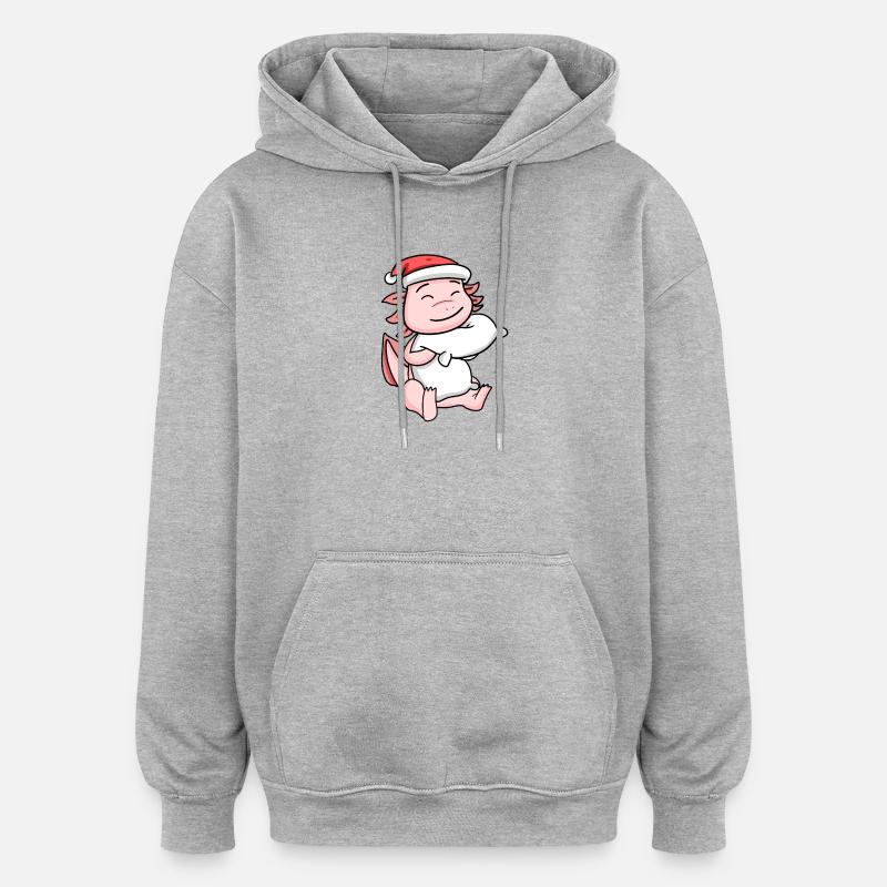 Axolotl Noël - Sweat à capuche oversize unisexe - gris chiné