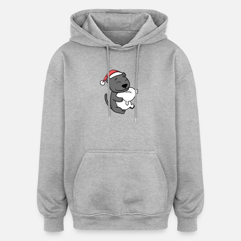 Mignon Fatigué Noël - Sweat à capuche oversize unisexe - gris chiné