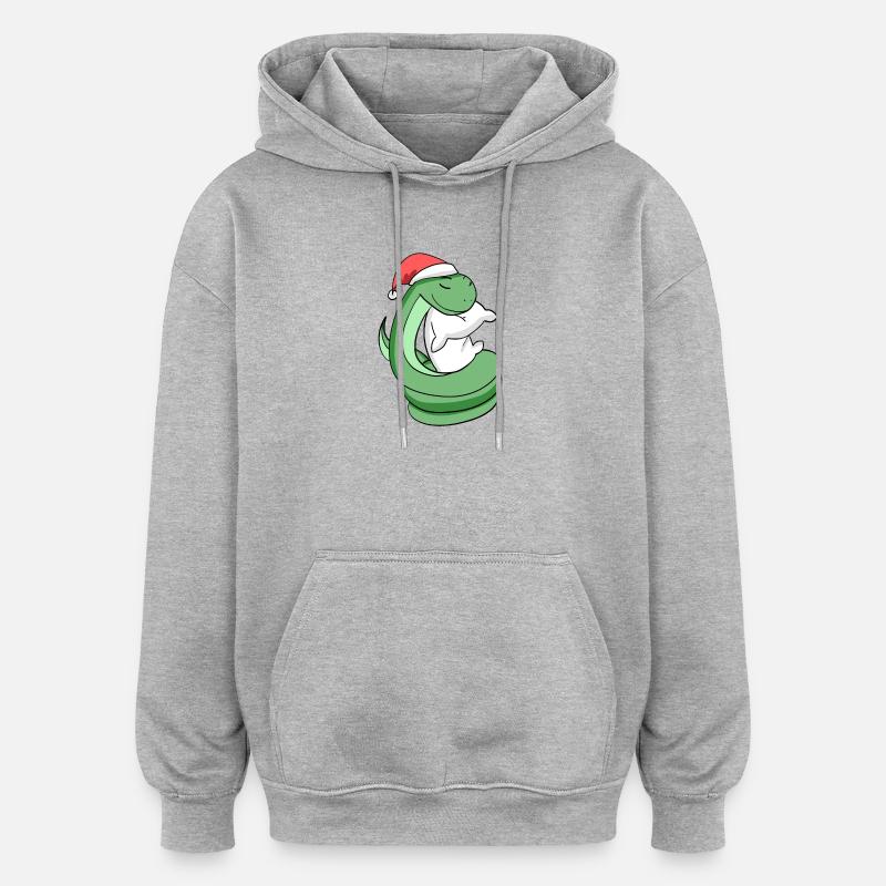 Serpent Mignon Fatigué Noël - Sweat à capuche oversize unisexe - gris chiné