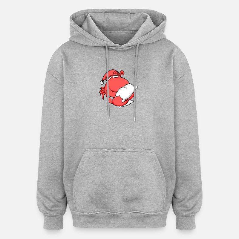 Crabe Mignon Fatigué Noël - Sweat à capuche oversize unisexe - gris chiné