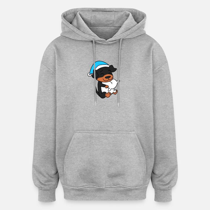Rottweiler Chien Sleeping Fatigue - Sweat à capuche oversize unisexe - gris chiné