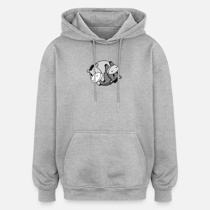 Âne Yin Yang - Sweat à capuche oversize unisexe - gris chiné