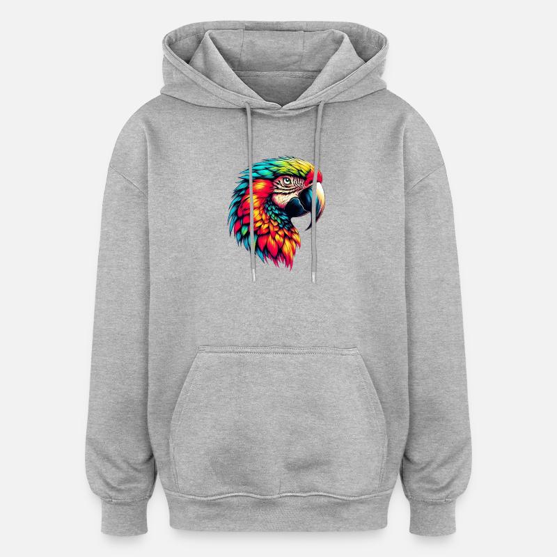 Perroquet - Sweat à capuche oversize unisexe - gris chiné