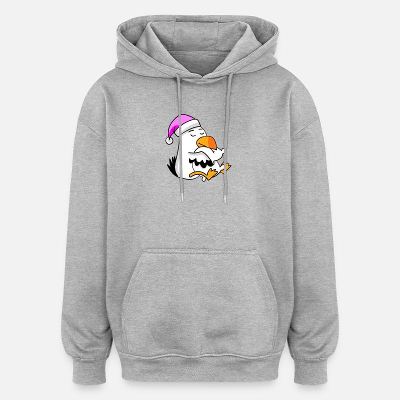 Möwe Müde Ausschlafen Schlafen Mädchen - Oversized Unisex Hoodie - Grau meliert
