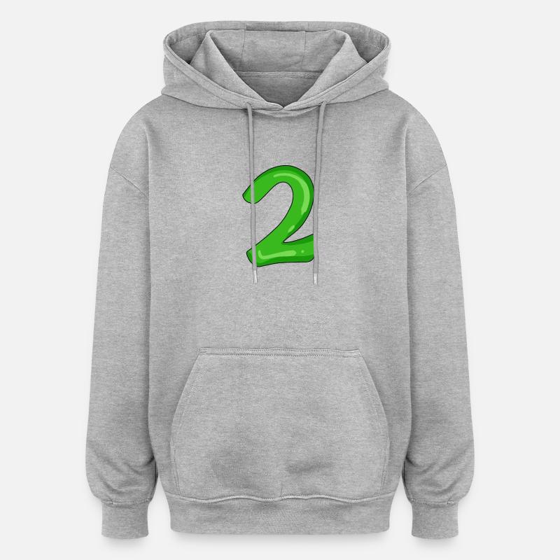 Zwei - 2 - Nummer Zahl - Oversized Unisex Hoodie - Grau meliert