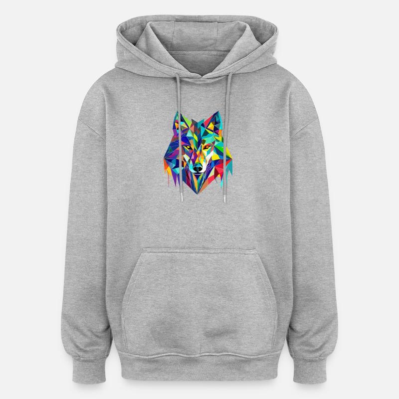 Der mit dem Wolf tanzt - Oversized Unisex Hoodie - Grau meliert
