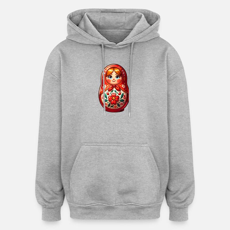 Russe Khokhloma Russie Russe Russe - Sweat à capuche oversize unisexe - gris chiné