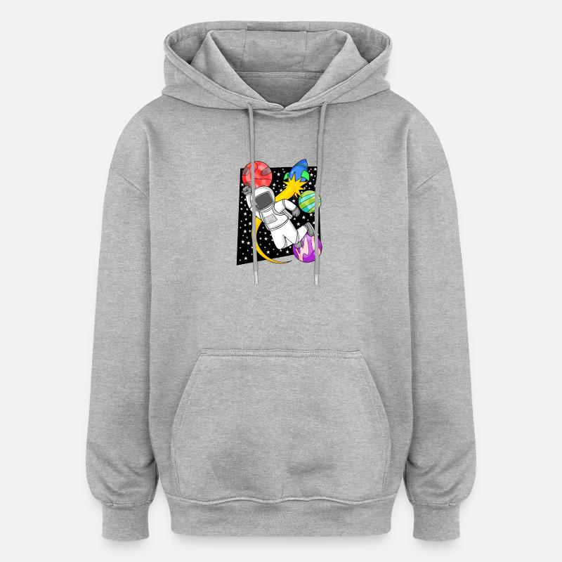 Motif d’astronaute dans l’espace - Sweat à capuche oversize unisexe - gris chiné