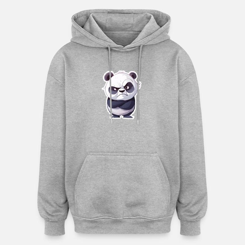 Eingeschnappter Beleidigter Panda - Oversized Unisex Hoodie - Grau meliert
