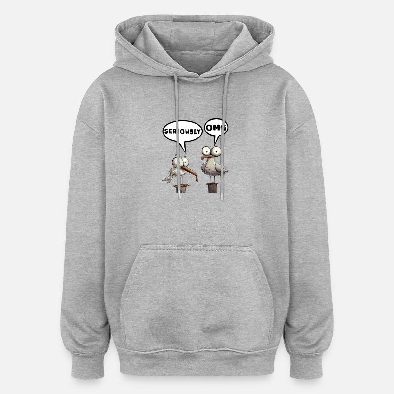 Omg, sérieusement, cool - Sweat à capuche oversize unisexe - gris chiné